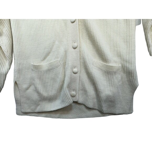 Yarnworks Womens Ribbed Button Front Cardigan Large Cream - Picture 8 of 12
